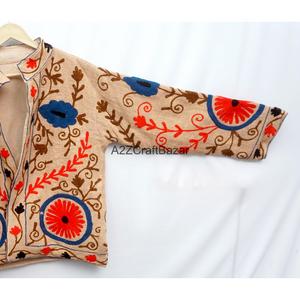 Veste d'hiver en coton brodée à la main, matelassée, à fleurs, avec doublure en coton respirant, pour femme - Product Image 4