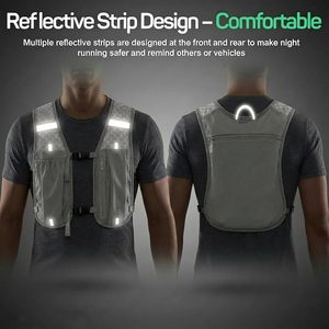 Hydration <b>Vest</b> With Mesh Back Adjustable Straps <b>Reflective</b> Design For Hiking Outdoor Activities Durable Nylon Construction - Product Image 3