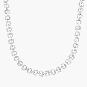 Interlocking Geometric Diamond <b>Necklace</b> in White Gold - Product Image 1