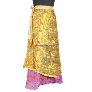 Nueva falda larga para danza del vientre, falda larga india, falda de playa Rajasthani, falda de seda vintage tipo sari, falda mágica reversible india - Product Image 1