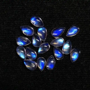 Haute qualité 5x8mm naturel arc-en-ciel pierre de lune poire Flatback Cabochon lâche Semi précieux pierres précieuses bijoux fournisseur indien - Product Image 4
