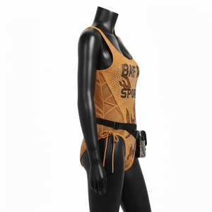 Traje de baño de una pieza para mujer, tela suave de poliéster y spandex GSM, color bronceado, logotipo con cristales termoadhesivos, diseño personalizado. - Product Image 3