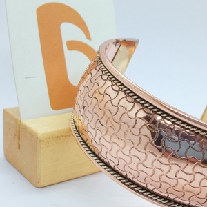 Bela Artisan Rose Gold Plated 99% <b>Copper</b> Alloy Cuff & Bangles <b>Bracelet</b> Geometric Pattern Classic Style Unisex Fashion Jewelry - Product Image 2