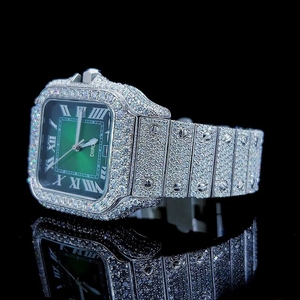 Reloj Mecánico de Lujo para Hombre con Esfera Cuadrada, Correa de Acero Inoxidable, Números Romanos y Moissanita de Alta Calidad - Product Image 2