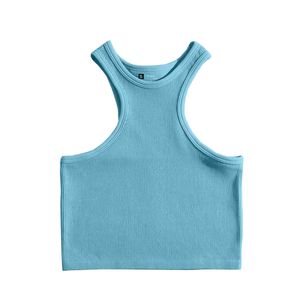 Débardeur court côtelé uni basique pour femme – Vente en gros personnalisée – Débardeur de sport sans manches pour le yoga - Product Image 1