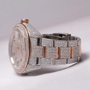 Reloj de pulsera de lujo con diamantes de moissanita de acero inoxidable para hombre de la mejor calidad, reloj de pulsera con esfera de cristal antiguo de alta calidad - Product Image 5