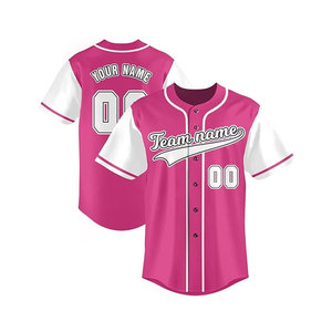 Custom Baseball Jersey Pink <b>White</b> Sublimated Print Unisex Short Sleeve 100 Polyester Adult All Seasons Team Name Front - Product Image 2