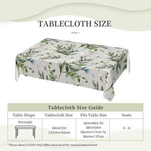 Luxury Green Leaf Watercolor <b>Tablecloth</b> <b>Rectangle</b> Summer Plant Design for Dining Restaurant Coverage Green Leaf Summer Plant - Product Image 1