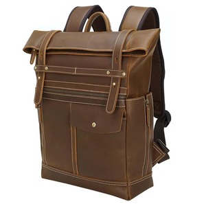 Authentic Vintage Leather <b>Backpack</b> <b>Waterproof</b> Anti-Theft Laptop Rucksack Genuine Leather Shell LBP-0459 - Product Image 1