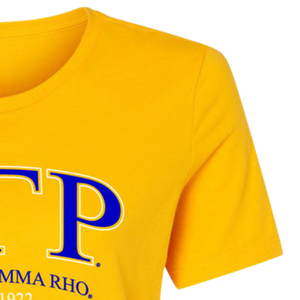 เสื้อยืด Sigma Gamma Rho Last Chance College Letter สีเหลือง เสื้อยืดลำลองสำหรับผู้หญิง ลายกราฟิกตัวอักษรภาษากรีก แขนสั้น - Product Image 4
