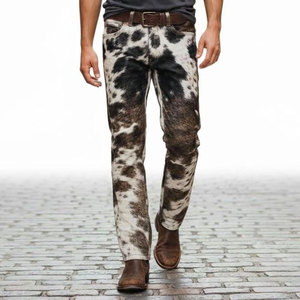 Pantalones de cuero estilo occidental para hombre con estampado de vaca en venta. Pantalones de cuero para hombre de la mejor calidad. Personalización directa de fábrica disponible. - Product Image 2