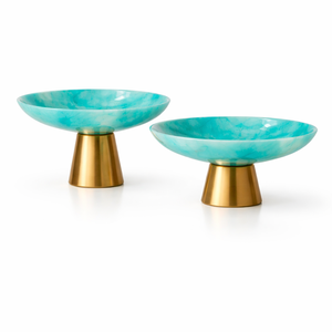 Cuencos Decorativos de Mármol Marrón y Amarillo con Base Dorada, Elegantes Cuencos Decorativos para el Hogar, Centro de Mesa para Comedor, Cuenco de Mármol de Lujo - Product Image 5