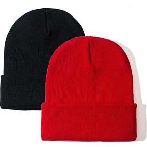 Unisex Knit <b>Beanie</b> Hat Solid Ribbed Cuffed <b>Slouchy</b> Style for Winter Outdoor Wear - Product Image 1
