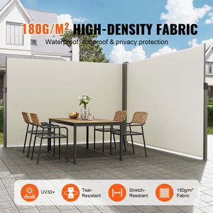 Schermo Privacy per Esterni 79FT X 236FT, Impermeabile, in Poliestere 180g, Protezione UV 30+, Schermo Retrattile per Patio con Tenda Laterale, Materiale della Vela in PC - Product Image 2