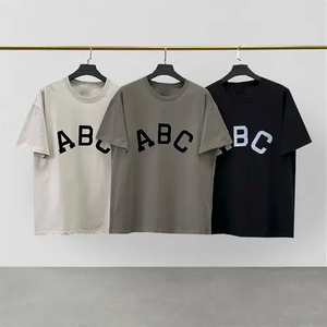 T-shirt Homme Oversize à Manches Courtes en Coton Jersey avec Imprimé Lettres ABC, Col Rond Décontracté et Logo Avant - Product Image 3