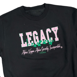 <b>Black</b> Embroidered Legacy <b>Sweatshirt</b> for Women Classic Crewneck Long Sleeve Pullover Sorority Inspired Casual Fleece Fashion - Product Image 5