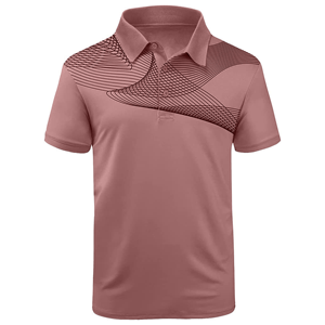 Polo pour homme gris à imprimé géométrique, manches courtes, tricoté, respirant, design décontracté - Product Image 4