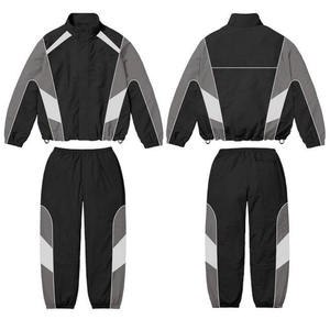 Custom Logo Printed Premium Heavyweight Color Block Zipper Jacket <b>Trouser</b> Set Windproof Breathable Regular Fit Sportswear - Product Image 2