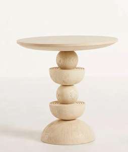 Table d'appoint en bois de manguier blanc design - Product Image 3