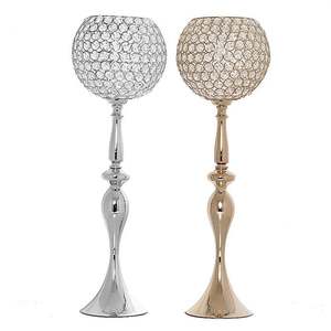 Crystal <b>Ball</b> <b>Candle</b> Stand Brass Wedding Table Centerpiece Durable Decorative Holder - Product Image 4