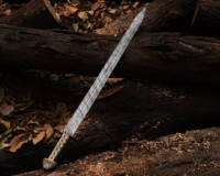 Épée Viking Ragnar Lothbrok en Acier Damas Poli Fait Main, Épée Antique Médiévale du Roi Ragnar, Épée de Sorcier, Cuir