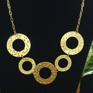 Brass Open Circle <b>Necklace</b>, Hammered <b>Ring</b> Statement Bulk Bohemian Geometric <b>Necklace</b>, Custom OEM Fashion Jewelry - Product Image 3