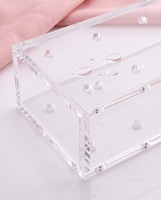 Support de présentation carré transparent en acrylique étanche pour sucettes avec impression et plusieurs trous pour fêtes, événements et utilisation sur bureau