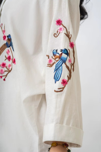 ชุดลำลองผ้าฝ้ายสีชมพูฟ้าสำหรับผู้หญิง แขนสั้น สำหรับฤดูร้อน - Product Image 5