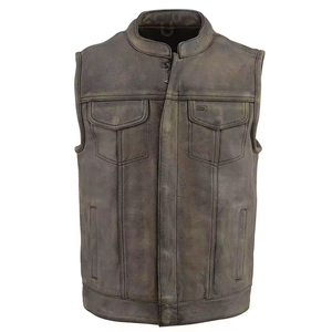 Service OEM, vente en ligne, gilet en cuir pour homme, prix bas, style avec fermeture éclair sur le devant, gilet en cuir pour homme - Product Image 6