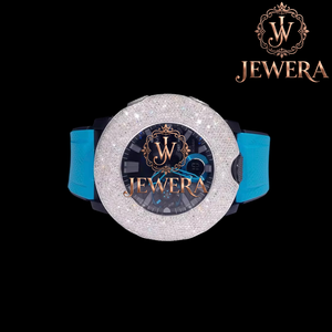 Montre de luxe en moissanite bleue de qualité export, avec bracelet en caoutchouc, pour la mode urbaine et les occasions spéciales, disponible à prix export - Product Image 3