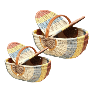 Panier de pique-nique en rotin naturel personnalisable, idéal pour le marché, les courses, l'organisation de la maison, des aliments, des fruits et de la table - Product Image 1