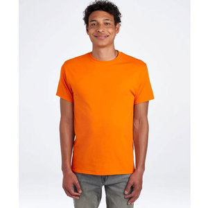 Camiseta de Algodón Naranja para Hombre, Corte Regular, Manga Corta, Cuello Redondo, Color Sólido, Diseño Casual de Punto Jersey - Product Image 3