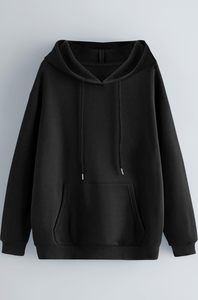 Sudadera con capucha para hombre, cálida y gruesa, con cordón de contraste, bolsillo canguro, resistente al viento, cómoda y básica para el invierno. - Product Image 4