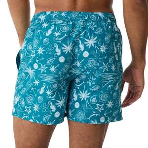 Shorts de Baño con Estampado Floral Verde Azulado de Secado Rápido, MOQ Bajo, Diseño de Logotipo Personalizado, Cómodos, OEM ODM - Product Image 2