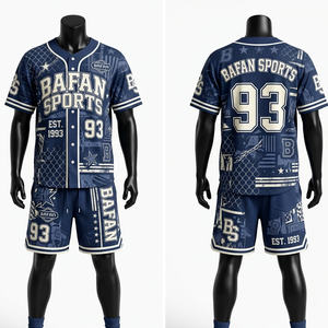 Ensemble short et maillot de baseball en mesh polyester de haute qualité, boutons sur le devant, numéros cousus, logo personnalisé, coupe confortable pour homme. - Product Image 4