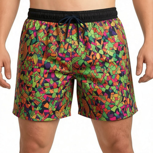 Men's Geometric <b>Pattern</b> Quick Dry Swim Trunks Mid Waist Drawstring Casual Board Shorts 100% Polyester Woven Fabric - Product Image 1