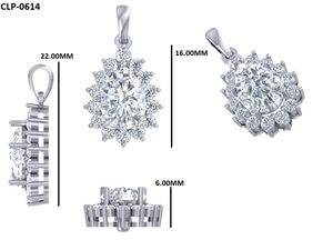 Pendentif pour femme en or blanc 14 carats massif, diamant de laboratoire taille poire 2 carats, certifié IGI, bijoux fins, pendentifs de mariage - Product Image 6