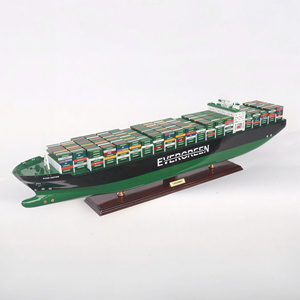 Maqueta de Barco Portacontenedores E.VER.GREEN Hecha a Mano, Modelo de Barco de Carga de Madera para Decoración del Hogar, Recuerdo, Regalo Empresarial - Product Image 1