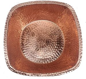 Cuenco de cobre auténtico para baño y hammam, cuencos cuadrados de cobre martillado para pies con acabado brillante. - Product Image 1
