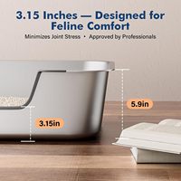 Bac à litière pour chat en acier inoxydable antiadhésif sans odeur, facile à nettoyer, bac de toilette pour animaux domestiques d'intérieur, accessoire haut de gamme