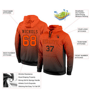 Sweat-shirt à capuche personnalisé noir et orange dégradé, sublimation sportive, streetwear élégant, confort athlétique, tenue décontractée - Product Image 2