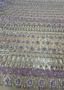 Tissu en dentelle perlée à la main de luxe en gros pour robes de soirée ou robes de mariée disponible à bon prix - Product Image 3