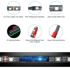 Set di 6 Strisce LED RGB 12V DC, Luci Atmosfera Multicolore al Neon, Kit Illuminazione Impermeabile per Moto - Product Image 3