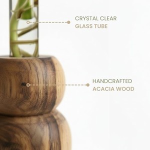 Pot de fleurs en bois d'acacia artisanal en gros |   Vase à plantes en bois vintage - Product Image 2