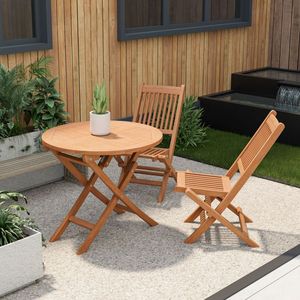 31.5 Inch Round <b>Coffee</b> <b>Table</b> Durable Indonesia Teak Wood <b>Folding</b> Patio Outdoor Furniture - Product Image 4