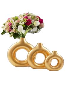 Vase à fleurs abstrait moderne en or et blanc, vase décoratif élégant pour la maison, le bureau, l'hôtel, décoration de table - Product Image 3