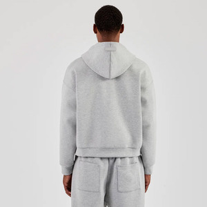 New Arrival Custom Grey Boxy Hoodie & Wide Leg <b>Trouser</b> Embroidery High Quality Cotton Heavyweight Winter Sweatsuit Men Tracksuit - Product Image 5
