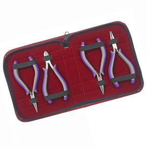 Jewelry Making DIY Pliers Kit 4 pieces Jewelry Pliers Kit With Ergo Handle Size 115mm Chain, Flat, Round Nose Plier, <b>Side</b> <b>Cutter</b> - Product Image 1