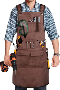 Black Polyamide <b>Waterproof</b> <b>Work</b> Apron Adjustable Crossback Unisex Dust Proof Multi Pocket Utility Workshop Repair Maintenance - Product Image 4