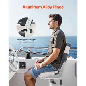 Sedile Pieghevole per Barca da Pesca con Schienale Alto, Cuscino in Spugna Ispessita, Pelle PVC Impermeabile, Lega di Alluminio per Yacht - Product Image 4